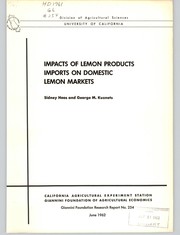 Cover of: Impacts of lemon products imports on domestic lemon markets