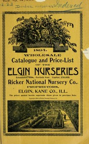 Cover of: Wholesale catalogue and price-list of the Elgin Nurseries