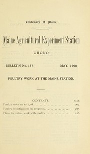 Cover of: Poultry work at the Maine station
