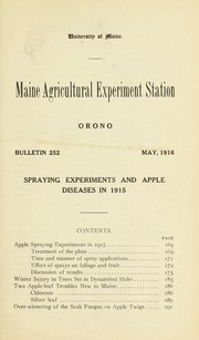 Cover of: Spraying experiments and apple diseases in 1915