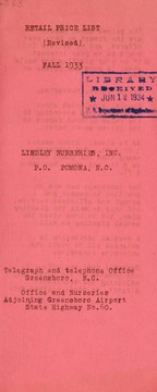 Cover of: Retail price list by J. Van Lindley Nursery Co. (Pomona, N.C.)