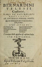 Cover of: Varii de natvralibvs rebvs libelli