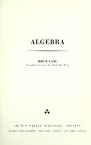 Cover of: Algebra. by Serge Lang