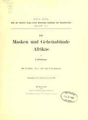 Cover of: Die Masken und Geheimbünde Afrikas