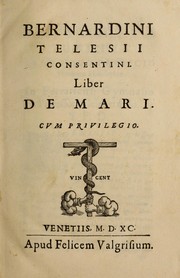 Cover of: Bernardini Telesii ... Liber de mari by Bernardino Telesio
