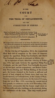 Cover of: In the Court for the Trial of Impeachments and the Correction of Errors by Philip Van Cortlandt
