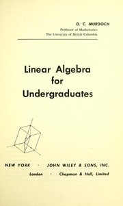 Cover of: Linear algebra for undergraduates
