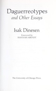 Daguerreotypes and other essays by Isak Dinesen