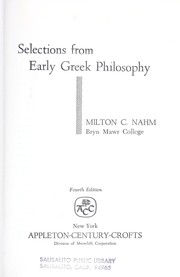 Cover of: Selections from early Greek philosophy