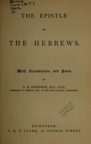 Cover of: The Epistle to the Hebrews: with introduction and notes