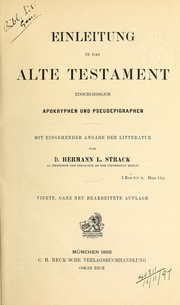 Cover of: Einleitung in das Alte Testament einschliesslich apokryphen und pseudepigraphen.: Mit eingehender angabe der litteratur