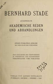 Cover of: Ausgewählte akademische Reden und Abhandlungen