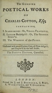 Cover of: The genuine poetical works of Charles Cotton, Esq. ...: illustrated with many curious cuts, all new-design'd, and engrav'd by the best artists