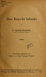 Cover of: Der Knecht Jahwäs: Gleichzeitig ausgegeben als Beiheft 2 zu Norsk Teologisk Tidsskrift