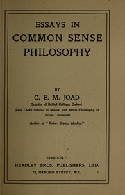Cover of: Essays in common sense philosophy by Joad, C. E. M.