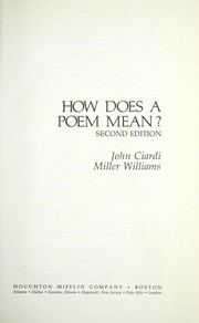 Cover of: How does a poem mean? by John Ciardi