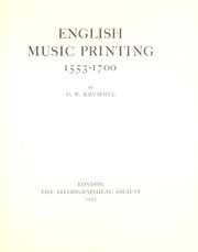 Cover of: English music printing, 1553-1700