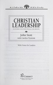 Cover of: Christian leadership : 9 studies for individuals or groups by 