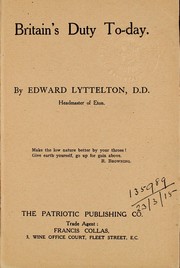 Cover of: Britain's duty to-day