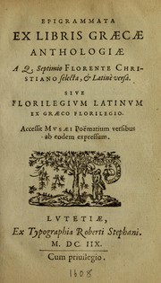 Cover of: Epigrammata ex libris Graecae anthologiae