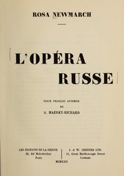 Cover of: L'opera russe: Texte francais autorise de S. Maerky-Richard. --