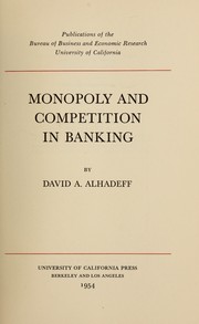 Cover of: Monopoly and competition in banking.