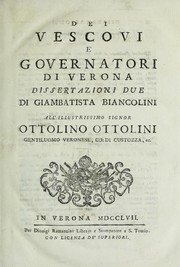 Cover of: Dei vescovi e governatori di Verona by Giambatista Biancolini