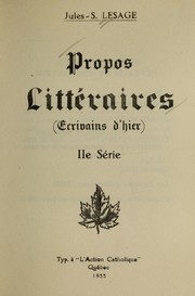 Cover of: Propos litteraires