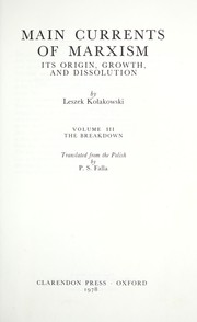 Cover of: Main currents of Marxism by Leszek Kolakowski