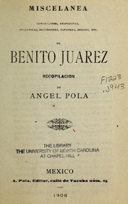 Cover of: Miscelanea by Benito Juárez