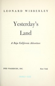 Cover of: Yesterday's land