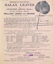 Cover of: Kelsey's southern galax leaves and leucothoe sprays (green) for fall and winter, 1898-'99: brilliant green and bronze