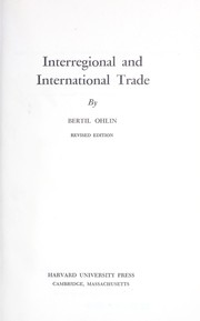 Cover of: Interregional and international trade