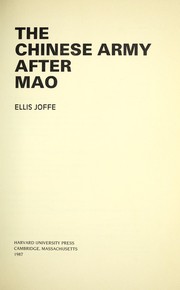 Cover of: The Chinese Army after Mao by Ellis Joffe