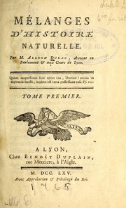 Mélanges d'histoire naturelle by Jean Louis Alléon-Dulac