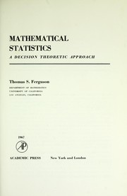 Cover of: Mathematical statistics: a decision theoretic approach by 
