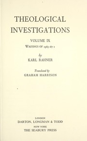 Cover of: Theological Investigations