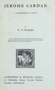 Cover of: Jerome Cardan ; a biographical study. by Waters, W. G.