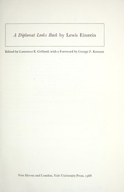 Cover of: A diplomat looks back. by Einstein, Lewis