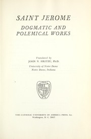 Cover of: Saint Jerome, dogmatic and polemical works. by Saint Jerome