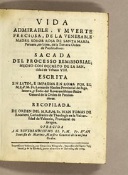 Cover of: Vida admirable, y muerte preciosa, de la venerable madre soror Rosa de Santa Maria peruana, en Lima, de la Tercera Orden de Predicadores by Leonhard Hansen