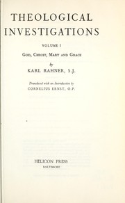 Cover of: Theological investigations