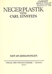 Cover of: Negerplastik by Carl Einstein
