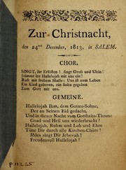 Cover of: Zur Christnacht, den 24ten December, 1813, in Salem