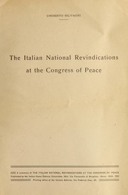 Cover of: The Italian national revindications at the Congress of Peace