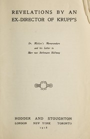 Cover of: Revelations by an ex-director of Krupp's by Johann Wilhelm Muehlon