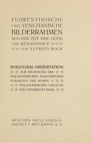 Cover of: Florentinische und venezianische Bilderrahmen