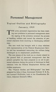 Cover of: Personnel management: topical outline and bibliography, January, 1919.