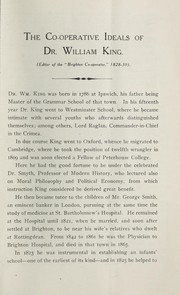 The co-operative ideals of Dr. William King by J.J. Dent