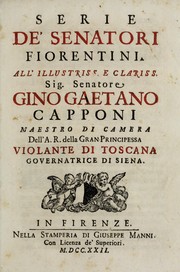 Serie de' senatori fiorentini by Giuseppe Manni